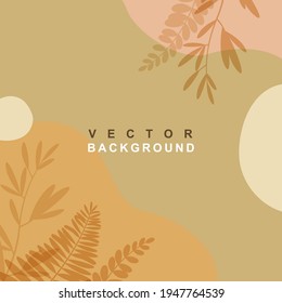 Abstract organic minimal trendy vector template   with space for text.  Floral background for greeting cards, posters, invitation,banners and social media stories wallpapers and post