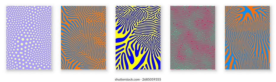 Abstract organic pattern backgrounds of vector irregular lines. Diffusion reaction organic pattern for trendy modern background design
