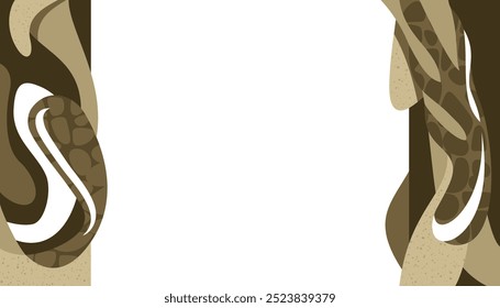 Abstract organic pattern - decoration for brochure, presentation or advertising. Right and left margins or sides of layout. Neutral beige colors