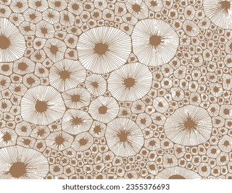 Abstract Organic Pattern. Leaves, Flowers Lines with Brush Strokes. Modern Printable Background Ornament. Abstract Organic Shape. Grounge Texture Walpaper. Leaf, Flowers Textile Background.