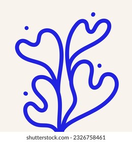 Abstrakter organischer Pflanzenhintergrund. Blaue natürliche Inspiration. Für Wanddekoration, Druck, Verpackung oder Postkarte. Vektorgrafik, flaches Design