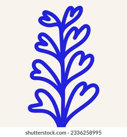 Resumen del fondo de las plantas orgánicas. Inspiración de estilo azul natural. Para la decoración de paredes, impresión, embalaje o postal. Ilustración vectorial, diseño plano