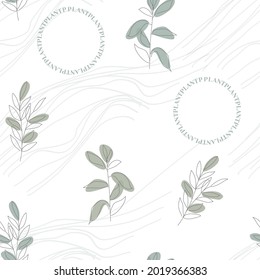 Abstract organic plants pattern. White background