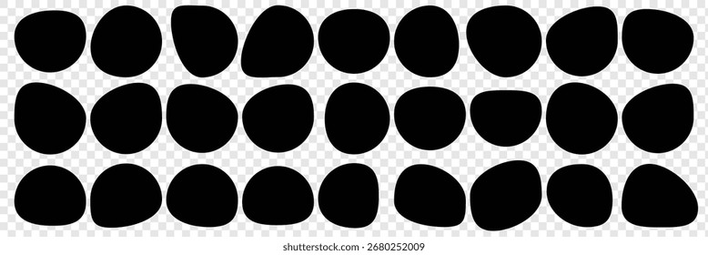 Formas retangulares orgânicas abstratas definidas. Caixas de quadros e blobs definidos. Conjunto de banners de fluido laranja. Elementos de design Amoeba. Esmaltes de forma livre desenhados à mão. Bolhas de fala geométricas abstratas