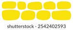 Abstract organic rectangle shapes. Uneven frame boxes. Irregular blob set. Yellow fluid line banner set. Amoeba design elements. Freeform line hand-drawn splashes. Abstract geometric speech bubbles