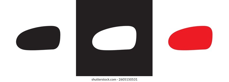 Abstract organic rectangle shapes. Uneven frame boxes. Blob set. Black, white and red fluid banner set. Amoeba design elements. Vector illustration. isolated on white and black background. EPS 10 