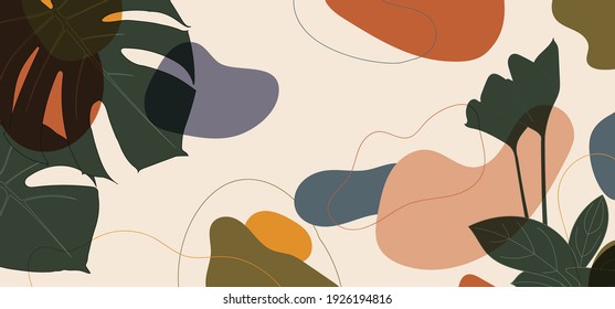 Abstract organic retro shape of leaf design decorative artwork template. The overlapping design of colors style background. illustration 