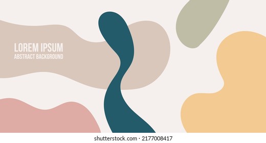 Abstract organic rounded shapes background. Hand drawn neutral colors banner. For newsletter, web, social media post, promotional banner, advertising and branding. Vector illustration, flat design