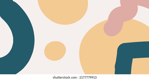 Abstract organic rounded shapes background. Hand drawn neutral colors banner. For newsletter, web, social media post, promotional banner, advertising and branding. Vector illustration, flat design