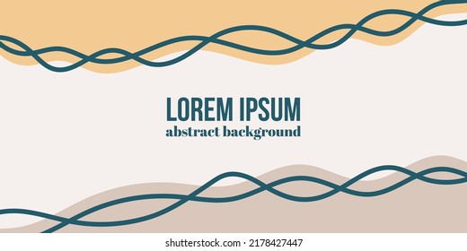 Abstract organic rounded shapes background. Hand drawn neutral colors banner. For newsletter, web, social media post, promotional banner, advertising and branding. Vector illustration, flat design