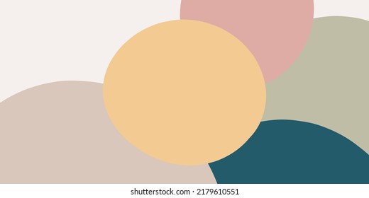 Abstract organic rounded shapes background. Hand drawn neutral colors banner. For newsletter, web, social media post, promotional banner, advertising and branding. Vector illustration, flat design
