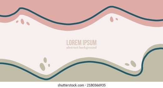 Abstract organic rounded shapes background. Hand drawn neutral colors banner. For newsletter, web, social media post, promotional banner, advertising and branding. Vector illustration, flat design