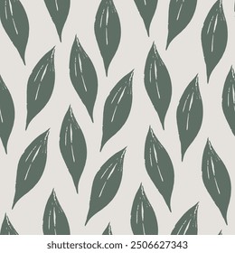 Abstract organic seamless pattern. Artistic leaves with brush strokes