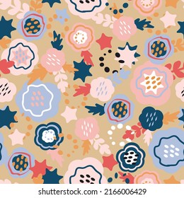 Abstract organic seamless pattern for kids, vector