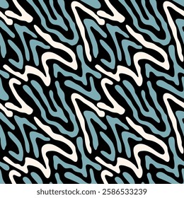 Abstract organic seamless pattern with wavy stripes - hand drawn vector illustration.