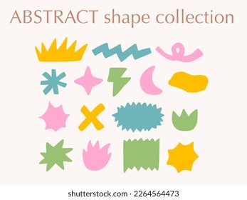 Abstract organic set of elements. Stylized color abstract shapes. Doodle modern colorful illustrations. Geometric collection