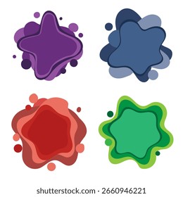 Coleção de emblemas de forma orgânica abstrata, design de vetor plano com sombra para marca ou anúncio