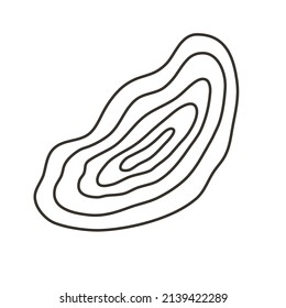 Abstract organic shape curled lines natural wood texture. Vector element isolated on a white background packaging branding