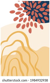 Resumen de forma orgánica y fondo de línea de tracción manual en colores pastel. Collage moderno para afiches, historias en medios sociales. Ilustración vectorial en diseño abstracto de estilo moderno con espacio para texto.