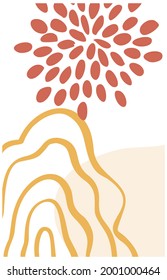 Resumen de forma orgánica y fondo de línea de tracción manual en colores pastel. Collage moderno para afiches, historias en medios sociales. Ilustración vectorial en diseño abstracto de estilo moderno con espacio para texto.