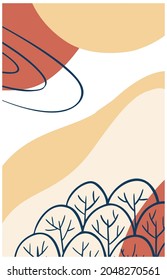 Resumen de forma orgánica y fondo de línea de tracción manual en colores pastel. Collage moderno para afiches, historias en medios sociales. Ilustración vectorial en diseño abstracto de estilo moderno con espacio para texto.