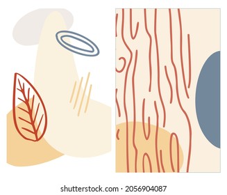 Resumen de forma orgánica y fondo de línea de tracción manual en colores pastel. Collage moderno para afiches, historias en medios sociales. Ilustración vectorial en diseño abstracto de estilo moderno con espacio para texto.