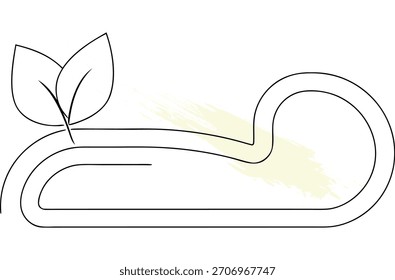 Abstract organic shape with leaves and brush stroke background vector illustration