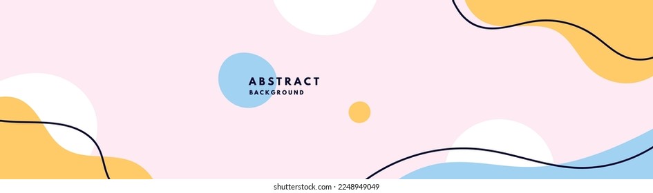 abstract organic shape pattern background. classy simple backdrop with swirl blue, yellow and white color. vector banner illustration