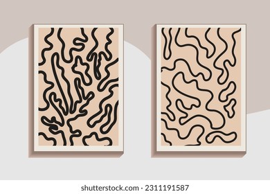 Abstract organic shape posters. Contemporary Matisse inspired cover set minimalist style. Modern vector illustration