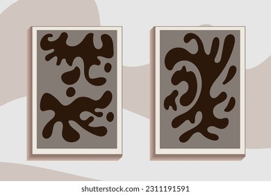 Abstract organic shape posters. Contemporary Matisse inspired cover set minimalist style. Modern vector illustration