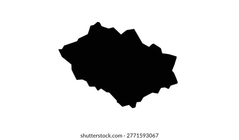 an abstract organic shape rendered as a black silhouette against a white background, featuring irregular contours and non-representational form. high-quality professional detailed modern elegant
