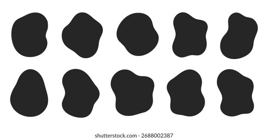 Conjunto de forma orgánica Abstractas. Blob geométrico simple y elemento de diseño plano mínimo para el fondo, cubierta, etiqueta engomada, libro de recuerdos	