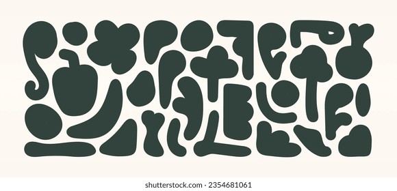 Abstract organic shape silhouette set. Vector illustration of various nature abstract shapes.