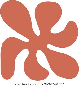 An abstract organic shape with smooth, flowing curves in a minimalist style. The design features fluid lines forming a unique, artistic pattern. Cartoon vector illustration.
