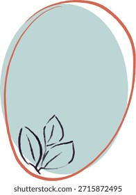 Forma orgánica Abstractas con un relleno azul suave, delineado en terracota, con una simple ilustración de hojas. Elemento de diseño minimalista, natural y calmante.