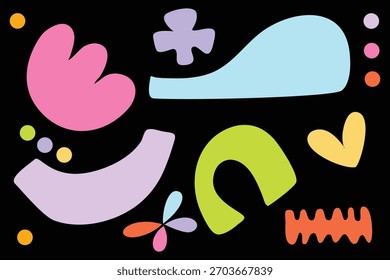 Conjunto de Vector de forma orgánica Abstractas. Moderna Colección de Elementos de manchas fluidas. Fondo artístico contemporáneo dibujado a mano colorido