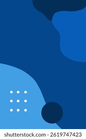 Abstract Organic shapes background. Dark blue and soft blue colour shape. Design elements in playful colours. For social media stories, branding, flyer. Vector illustration