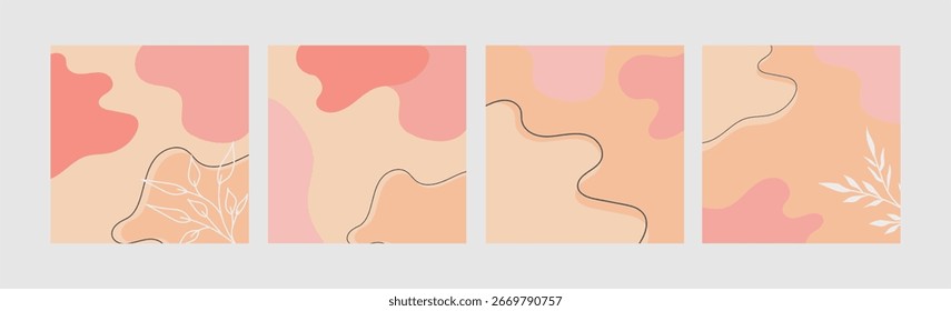 Abstract organic shapes background in orange tone color