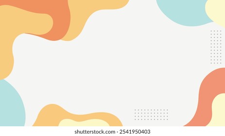 Abstract Organic Shapes Background with Pastel Colors - Yellow, Orange, Blue, and Light Green on White