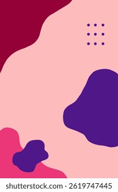 Abstract Organic shapes background. Purple and pink colour shape. Design elements in playful colours. For social media stories, branding, flyer. Vector illustration