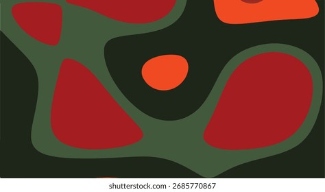 Abstrato Formas orgânicas Fundo Vermelho Verde Laranja Design
