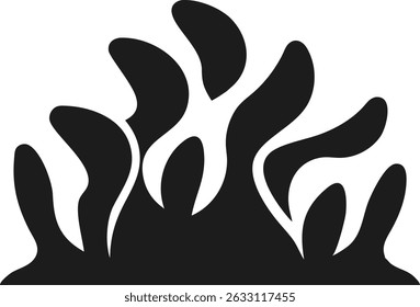 Abstract organic shapes black silhouette graphic design with transparency