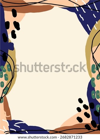 Abstract organic shapes border with beige centerw