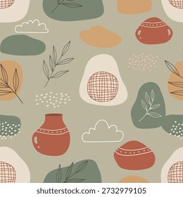 Abstract Organic Shapes and Botanical Elements Pattern