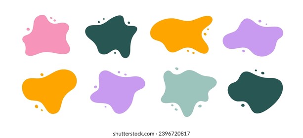 Abstract organic shapes collection. Irregular liquid forms set. Nice amoeba blobs, blotches, drops or stains bundle. Different design elements for label, sticker, banner, tag, collage. Vector frames