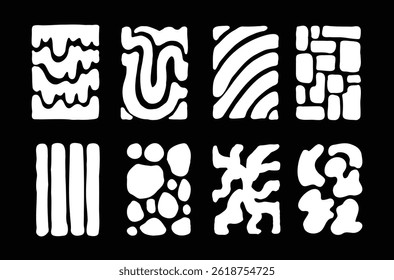 Abstract organic shapes element collection. Hand drawn minimalist aesthetic forms background set.