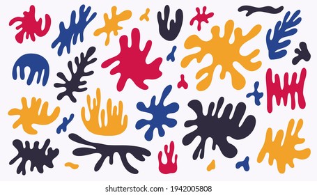 Abstract organic shapes. Flat tropical texture, colorful doodle algae. Nature style hand drawn vector illustration