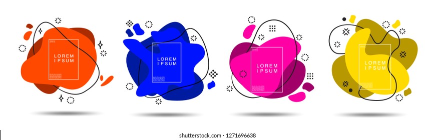 Abstract Organic shapes form in Paper style with solid colour Blue and pink, orange, yellow and purple on white background. 