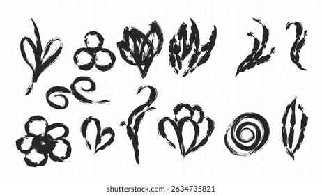 abstract organic shapes hand drawn doodle set perfect for natural, earthy, and handmade design concepts