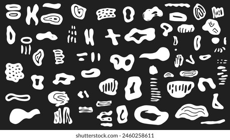 Abstract organic shapes kit. Art doodle nature and minimal element cartoon. Decoration collage poster and story texture. Geometric form material textile and pattern template